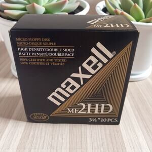 MAXELL MF2HD Micro Floppy Disk 9 total High Density Double Sided 3 1/2 OPEN BOX